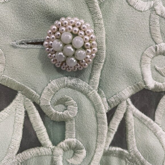 Night Studio Mint Green Sheer Lace Blazer Women 14 Mother Of Bride Formal Church - Picture 7 of 10